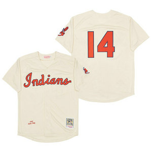 Cleveland Indians #14 Larry Doby Cream 1951 Throwback Authentic Stitched MLB jersey