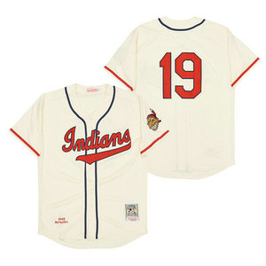 Cleveland Indians #19 Bob Feller Cream 1948 Throwback Authentic Stitched MLB jersey