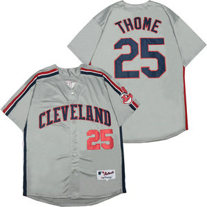 Cleveland Indians #25 Jim Thome Grey Authentic Stitched MLB jersey