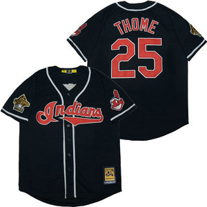 Cleveland Indians #25 Jim Thome Navy Throwback Game Authentic Stitched MLB Jersey