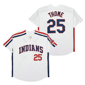 Cleveland Indians #25 Jim Thome White Authentic Stitched MLB Jersey