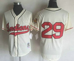 Cleveland Indians #29 Satchel Paige Cream Throwback Authentic Stitched MLB jersey