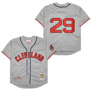 Cleveland Indians #29 Satchel Paige Grey 1948 Throwback Authentic Stitched MLB jersey