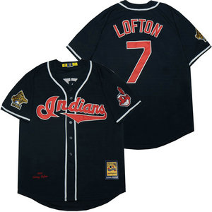 Cleveland Indians #7 Kenny Lofton Navy Throwback Authentic Stitched MLB Jersey