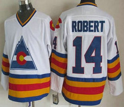 Colorado Avalanche #14 Joe Robert White CCM Vintage Throwback Authentic Stitched NHL Jersey