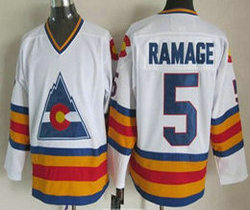 Colorado Avalanche #5 Rab Ramage 1976-77 White CCM Vintage Throwback Authentic Stitched NHL Jersey