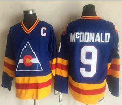 Colorado Avalanche #9 Lanny Mcdonald Blue CCM Throwback Authentic Stitched NHL jersey