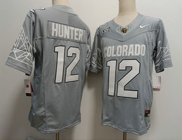 Colorado Buffaloes #12 Travis Hunter Gray white number Football Stitched Jersey