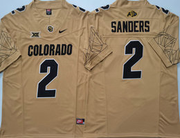 Colorado Buffaloes #2 Shedeur Sanders Gold With Big 12 XII Patch 2024 F.U.S.E College Football Stitched Jersey