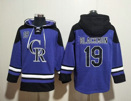 Colorado Rockies #19 Charlie Blackmon Blue All Stitched Hooded Sweatshirt