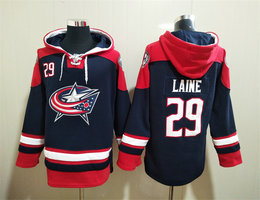Columbus Blue Jackets #29 Patrik Laine Blue All Stitched Hooded Sweatshirt