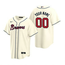 Custom Nike Atlanta Braves Any Name Cream Game Authentic Stitched MLB Jersey