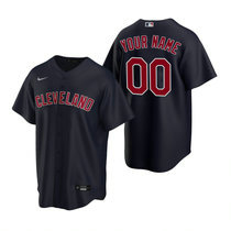 Custom Nike Cleveland Indians Navy Game Authentic Stitched MLB Jersey