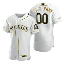 Custom Nike Colorado Rockies White Golden Authentic Stitched MLB Jersey