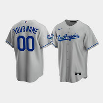 Custom Nike Los Angeles Dodgers Gray 2020 World Series Champions Game Authentic Stitched MLB Jersey