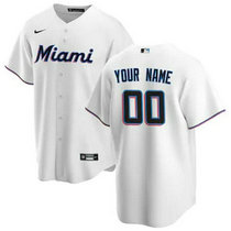 Custom Nike Miami Marlins White Game Authentic Stitched MLB Jersey