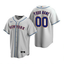 Custom Nike New York Mets Gray Game Authentic Stitched MLB Jersey