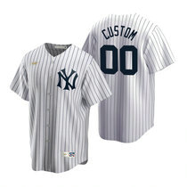 Custom Nike New York Yankees White Cooperstown Collection Game Authentic Stitched MLB Jersey