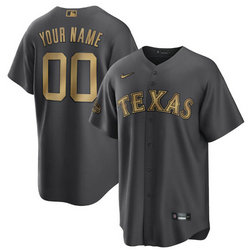 Custom Nike Texas Rangers Charcoal 2022 All Star Authentic Stitched MLB Jersey