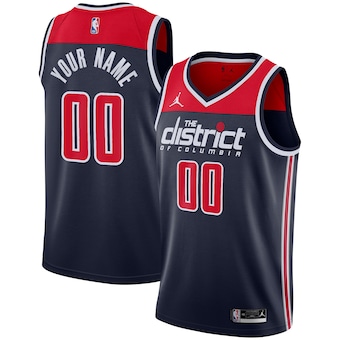 Customized Jordan Washington Wizards Navy Blue Authentic Stitched NBA jersey