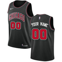 Customized Nike Chicago Bulls Black Authentic Stitched NBA jersey