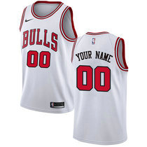 Customized Nike Chicago Bulls White Authentic Stitched NBA jersey