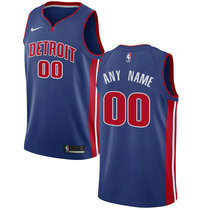 Customized Nike Detroit Pistons Blue Authentic Stitched NBA jersey