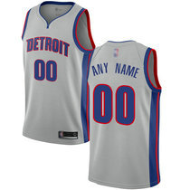 Customized Nike Detroit Pistons Silver Authentic Stitched NBA jersey
