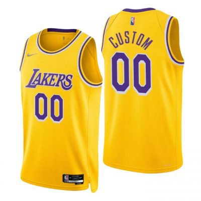 Customized Nike Los Angeles Lakers Gold 75th Anniversary Authentic Stitched NBA jersey
