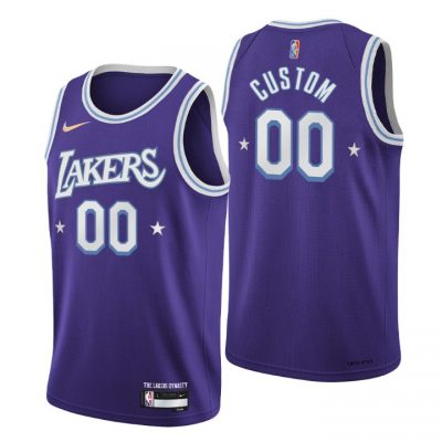 Customized Nike Los Angeles Lakers Purple City 75th Anniversary Authentic Stitched NBA jersey