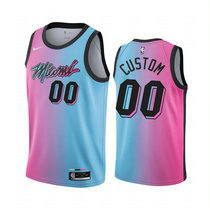 Customized Nike Miami Heat Blue Pink 2020-21 City Authentic Stitched NBA jersey