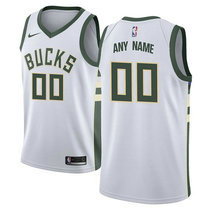 Customized Nike Milwaukee Bucks White Authentic Stitched NBA jersey