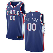 Customized Nike Philadelphia 76ers Blue Authentic Stitched NBA jersey