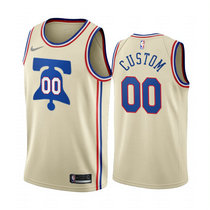 Customized Nike Philadelphia 76ers Cream 2020-21 City Authentic Stitched NBA jersey