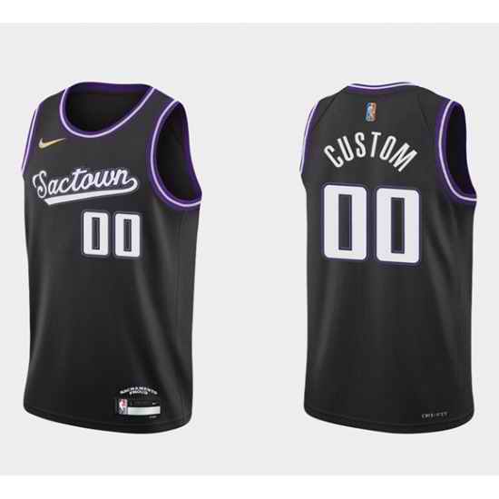 Customized Nike Sacramento Kings Black 75th Anniversary Authentic Stitched NBA jersey