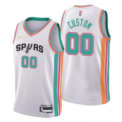 Customized Nike San Antonio Spurs White City 75th Anniversary Authentic Stitched NBA jersey