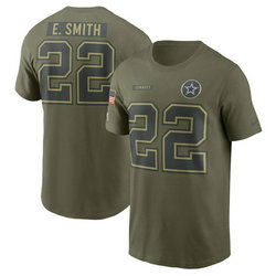 Dallas Cowboys #22 Emmitt Smith Olive 2025 Salute To Service T-Shirt
