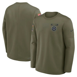 Dallas Cowboys Olive 2025 Salute To Service Sideline Coaches Therma-FIT Long Sleeve Shirt