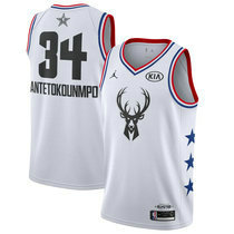 Dallas Mavericks #34 Giannis Antetokounmpo White 2019 All Star With Patch Authentic Stitched NBA jersey