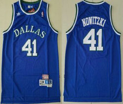 Dallas Mavericks #41 Dirk Nowitzki Blue 2000-2001 Hardwood Classic Authentic Stitched NBA Jersey