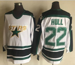 Dallas Stars #22 Brett Hull White CCM Throwback Authentic Stitched NHL Jersey