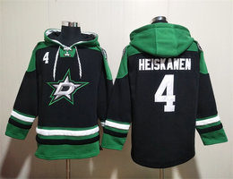 Dallas Stars #4 Miro Heiskanen Black All Stitched Hooded Sweatshirt