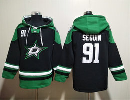 Dallas Stars #91 Tyler Seguin Black All Stitched Hooded Sweatshirt