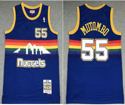 Denver Nuggets #55 Dikembe Mutombo Blue 91-92 Hardwood Classics Authentic Stitched NBA jersey