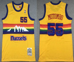 Denver Nuggets #55 Dikembe Mutombo Gold 91-92 Hardwood Classics Authentic Stitched NBA jersey