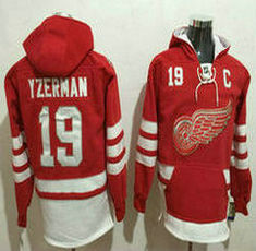 Detroit Red Wings #19 Steve Yzerman Red Authentic Stitched NHL Hoodies