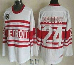 Detroit Red Wings #24 Bob Probert White CCM Throwback Authentic NHL Jersey
