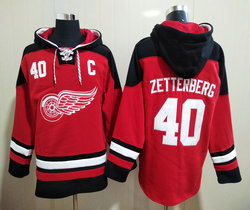 Detroit Red Wings #40 Henrik Zetterberg Red NHL Stitched Pullover Hoodie