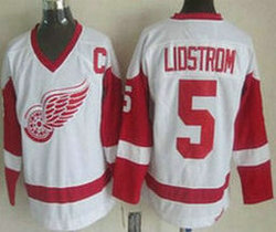 Detroit Red Wings #5 Nicklas Lidstrom White CCM Throwback Stitched NHL Jersey