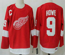 Detroit Red Wings #9 Gordie Howe Red Throwback Authentic Stitched NHL Jersey
